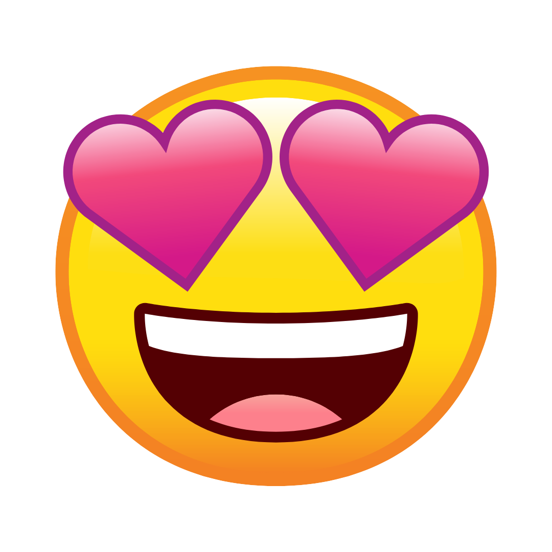 emoji with heart eyes and a big smile