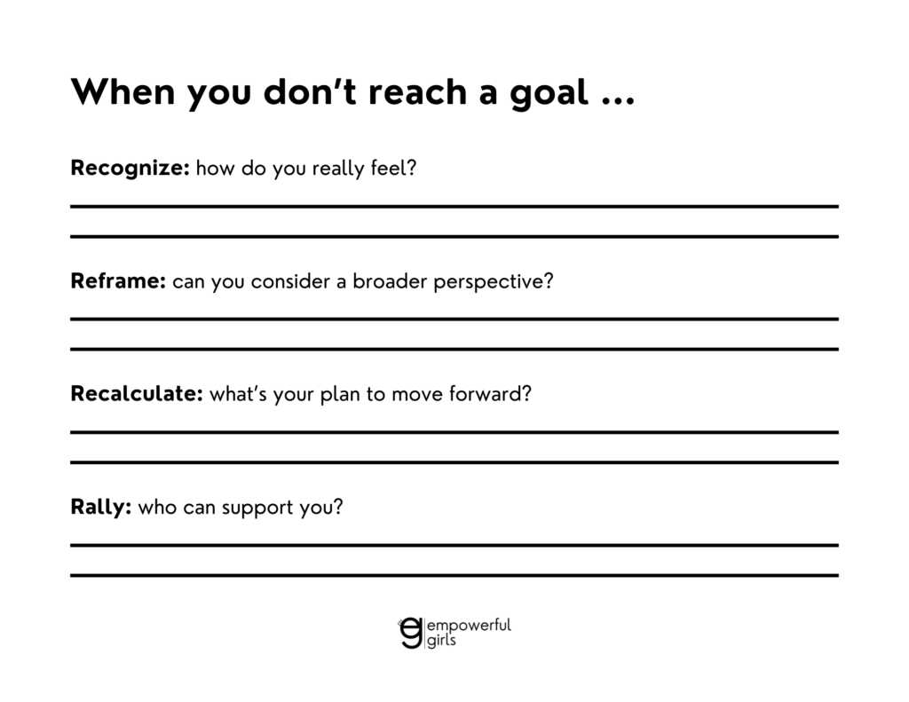 When You Don't Reach a Goal Worksheet